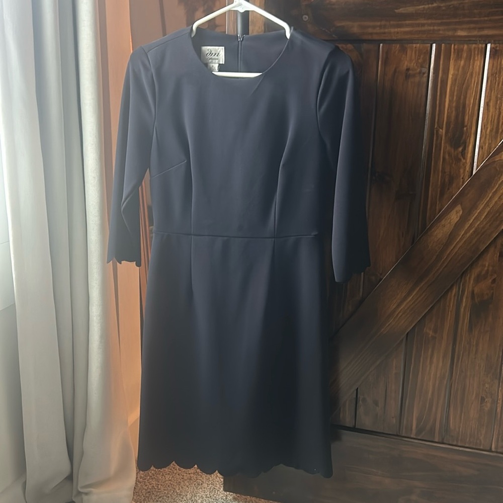 Jm Collection navy blue scallop hem dress.